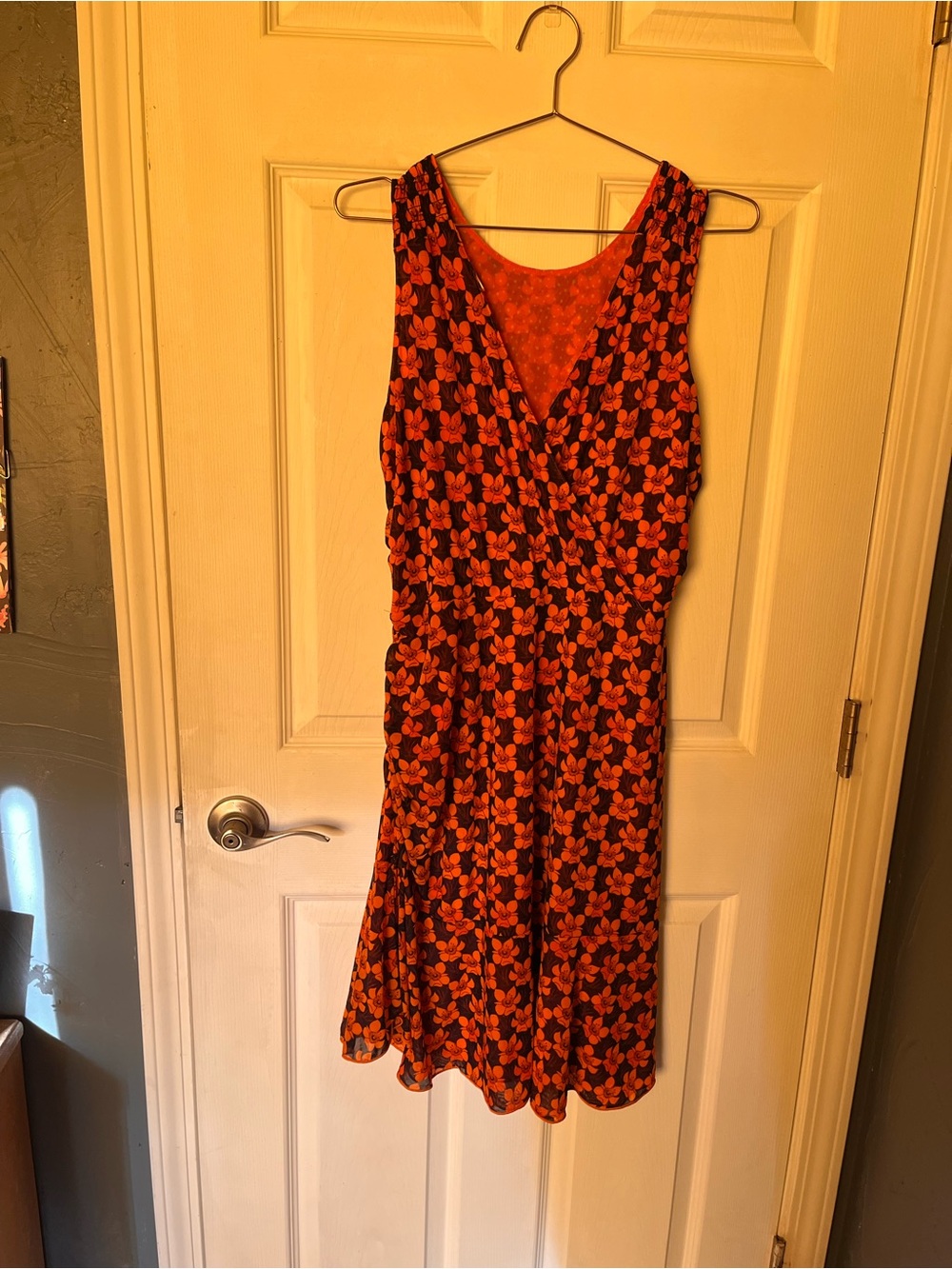 Cabi Reversible Orange Floral Mesh Dress